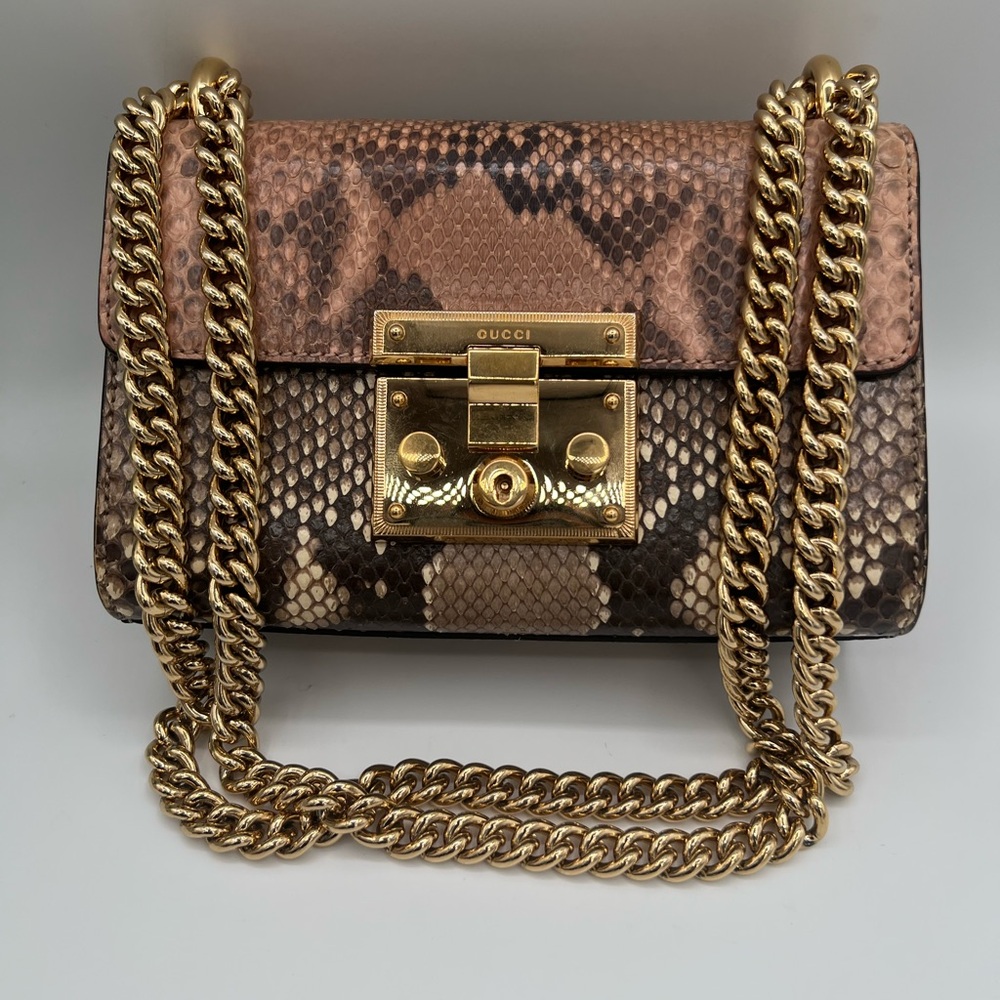 Gucci padlock Pink Python Crossbody with Gold Cha… - image 8